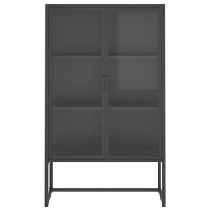 Highboard Anthrazit 80x35x135 cm Stahl/Glas