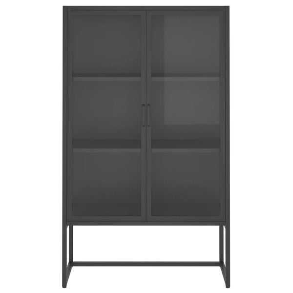 Highboard Anthrazit 80x35x135 cm Stahl/Glas