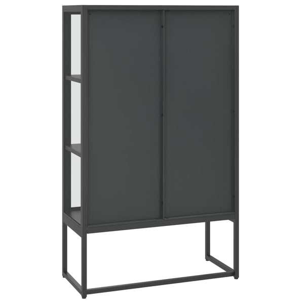 Highboard Anthrazit 80x35x135 cm Stahl/Glas