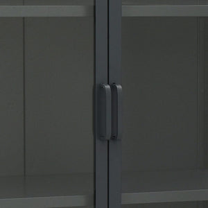 Highboard Anthrazit 80x35x135 cm Stahl/Glas