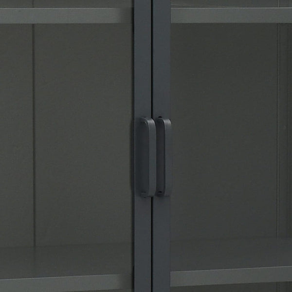 Highboard Anthrazit 80x35x135 cm Stahl/Glas
