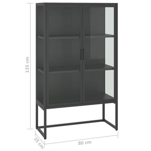 Highboard Anthrazit 80x35x135 cm Stahl/Glas