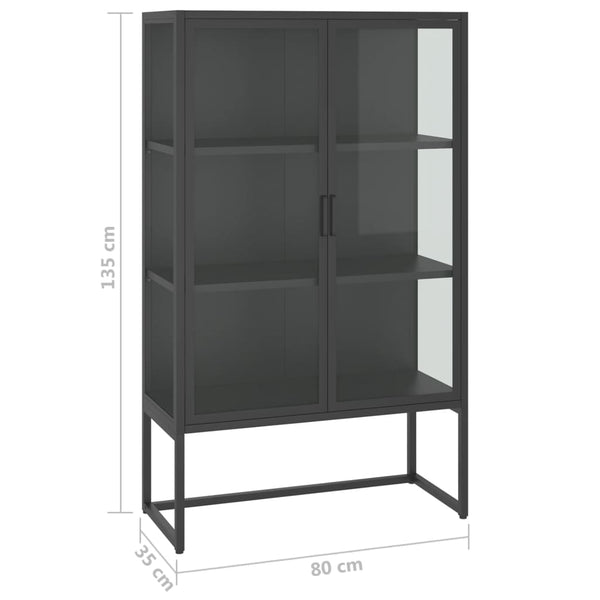 Highboard Anthrazit 80x35x135 cm Stahl/Glas