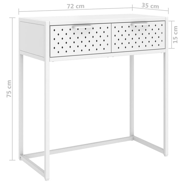 vidaXL Table console blanc 72x35x75 cm acier
