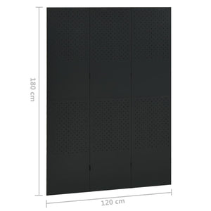 Schwarzer Raumteiler 120x180 cm, 3-teilig