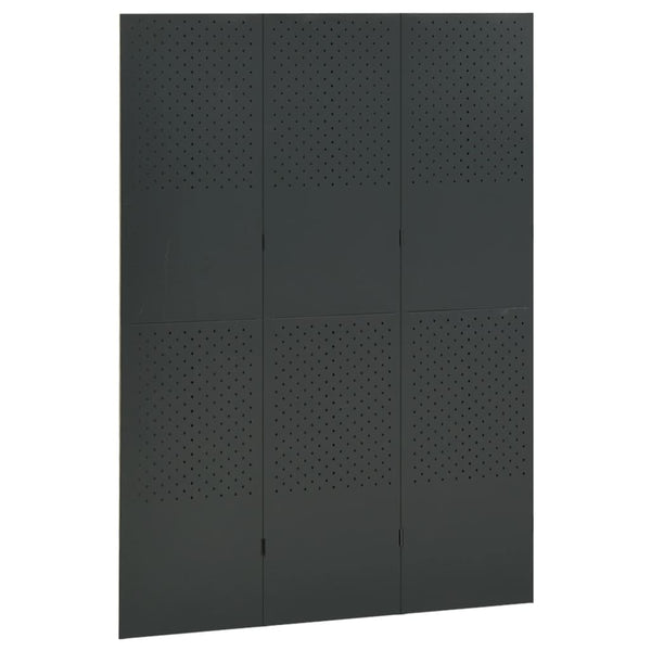 vidaXL Séparateur de pièce à 3 panneaux Anthracite 120x180 cm Acier