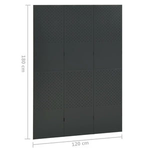 vidaXL Séparateur de pièce à 3 panneaux Anthracite 120x180 cm Acier