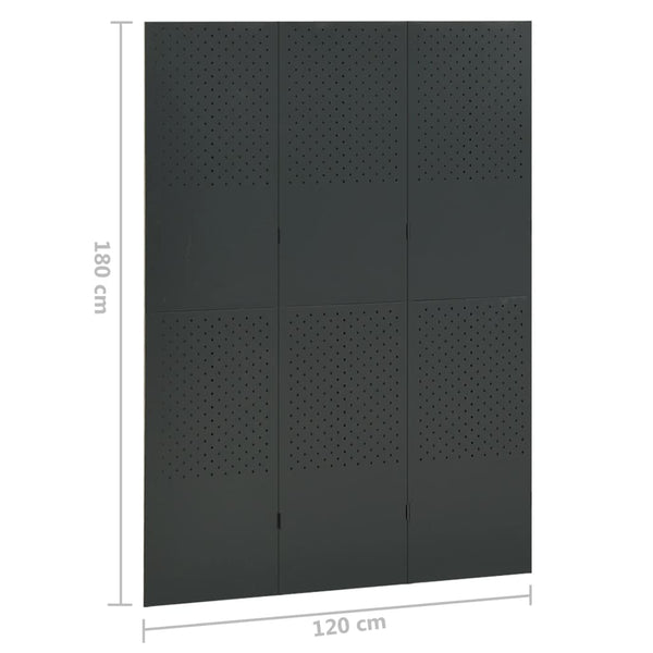 vidaXL Séparateur de pièce à 3 panneaux Anthracite 120x180 cm Acier