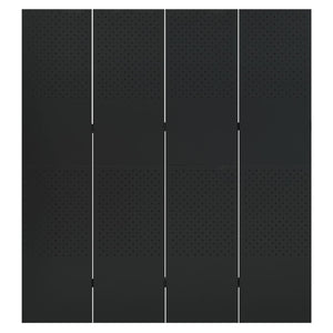 vidaXL Séparateur de pièce à 4 panneaux noir 160x180 cm acier
