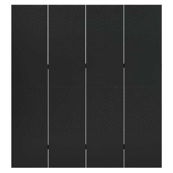 vidaXL Séparateur de pièce à 4 panneaux noir 160x180 cm acier