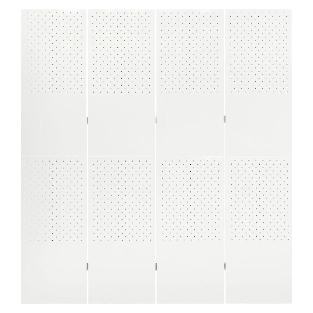Weißer Raumteiler, 4-teilig, 160x180 cm, Stahl