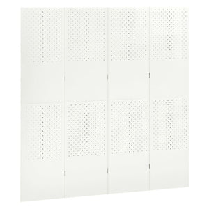 Weißer Raumteiler, 4-teilig, 160x180 cm, Stahl