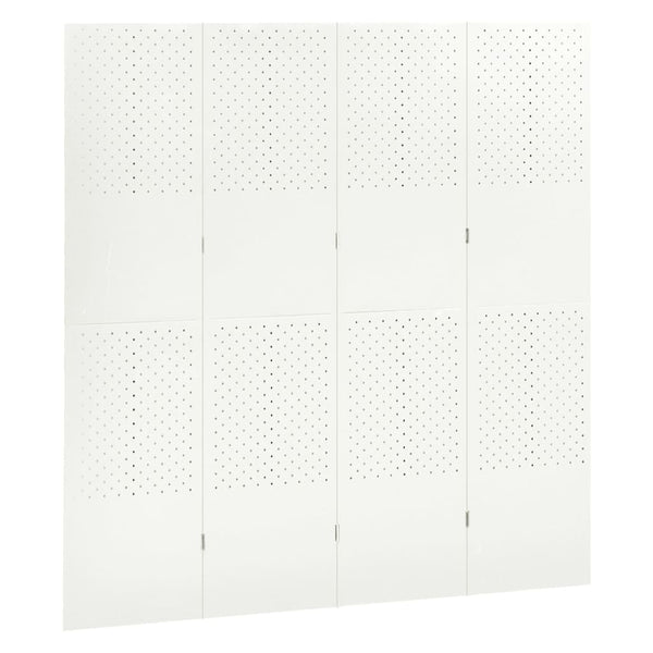 Weißer Raumteiler, 4-teilig, 160x180 cm, Stahl