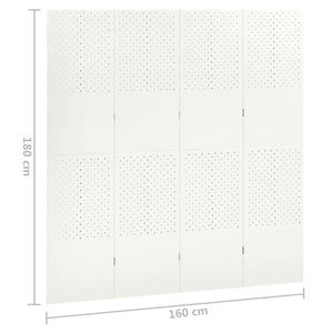 Weißer Raumteiler, 4-teilig, 160x180 cm, Stahl