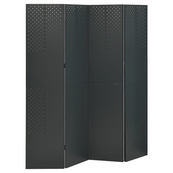 vidaXL Paravent à 4 panneaux anthracite 160x180 cm acier