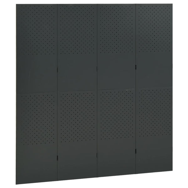 vidaXL Paravent à 4 panneaux anthracite 160x180 cm acier