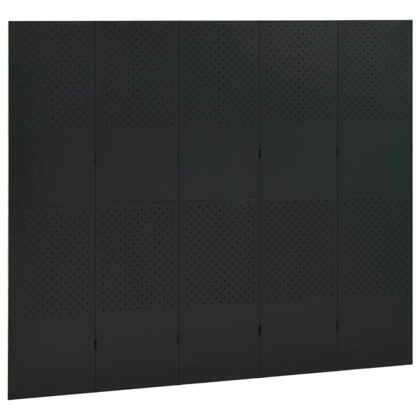 Schwarzer Raumteiler 5-teilig 200x180 cm