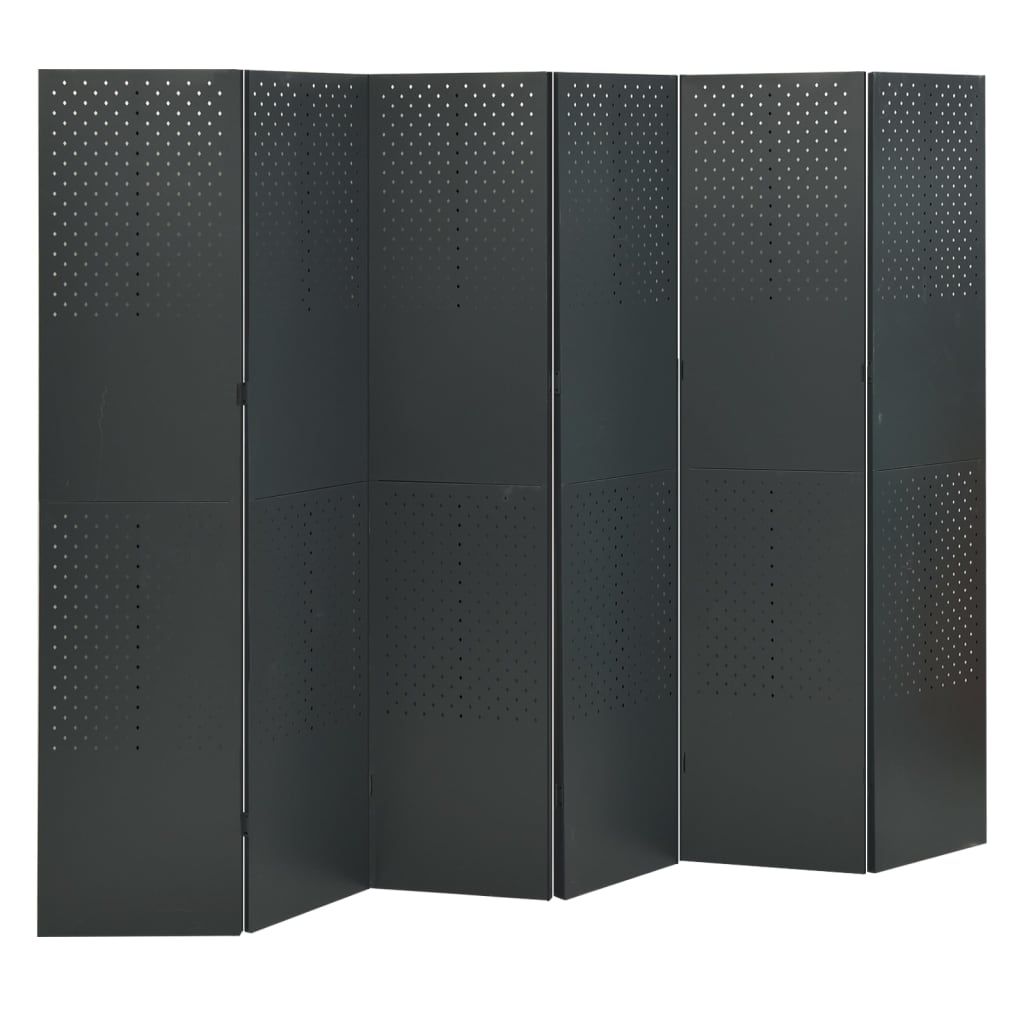 vidaXL Cloison de séparation à 6 panneaux Anthracite 240x180 cm Acier