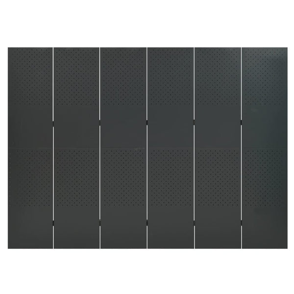 vidaXL Cloison de séparation à 6 panneaux Anthracite 240x180 cm Acier