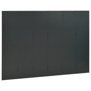 vidaXL Cloison de séparation à 6 panneaux Anthracite 240x180 cm Acier