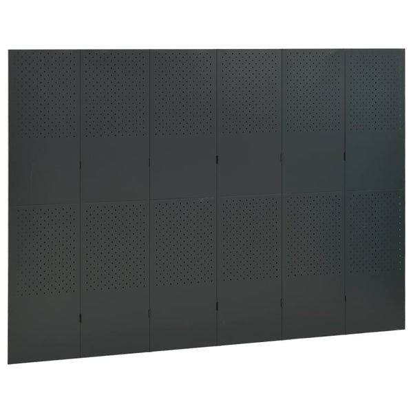 vidaXL Cloison de séparation à 6 panneaux Anthracite 240x180 cm Acier