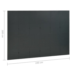 vidaXL Cloison de séparation à 6 panneaux Anthracite 240x180 cm Acier