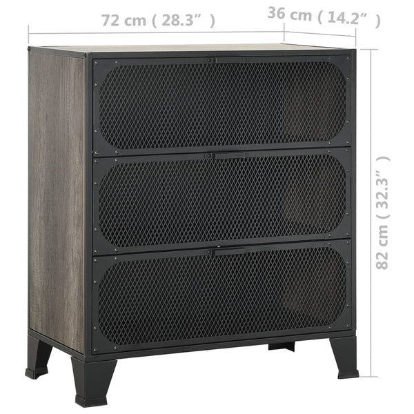 Grauer Aufbewahrungsschrank Metall/MDF 72x82 cm