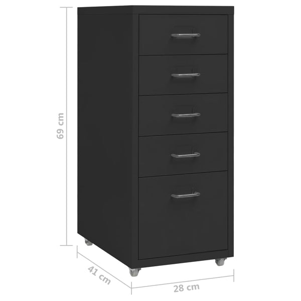 Rollbarer Aktenschrank Schwarz Metall