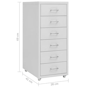 vidaXL Caisson à tiroirs roulant gris 28x41x69 cm Métal