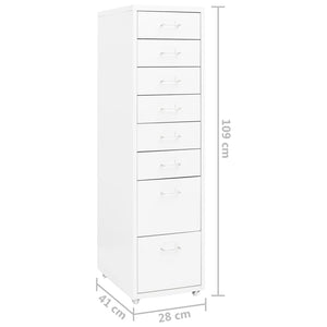 Rollbarer Aktenschrank Weiß Metall