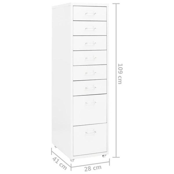 Rollbarer Aktenschrank Weiß Metall