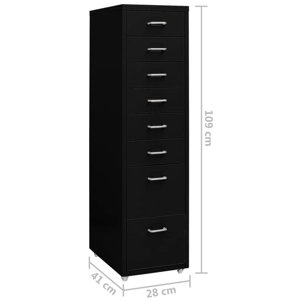 Rollbarer Aktenschrank Schwarz, Metall