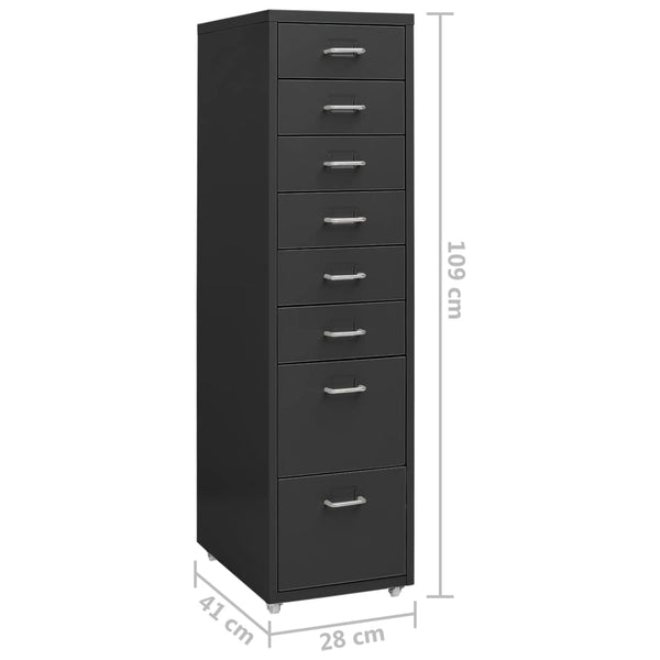 Rollbarer Aktenschrank Anthrazit Metall