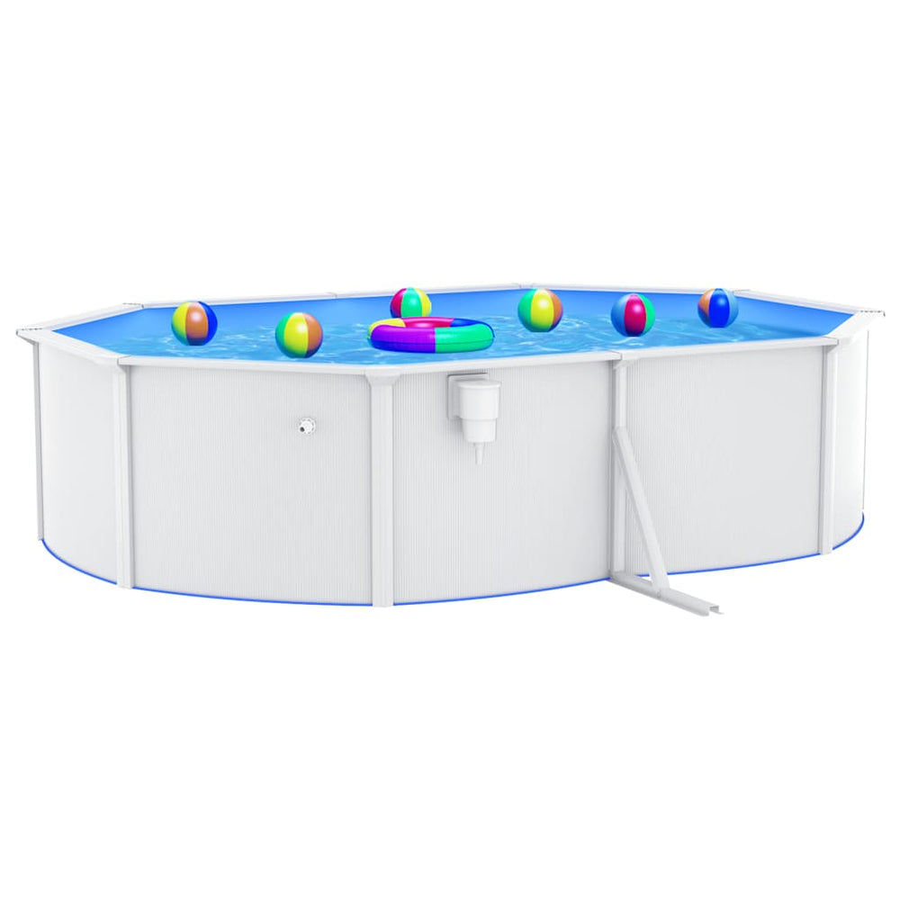 Ovaler Stahlwandpool 490x360x120 cm Weiß