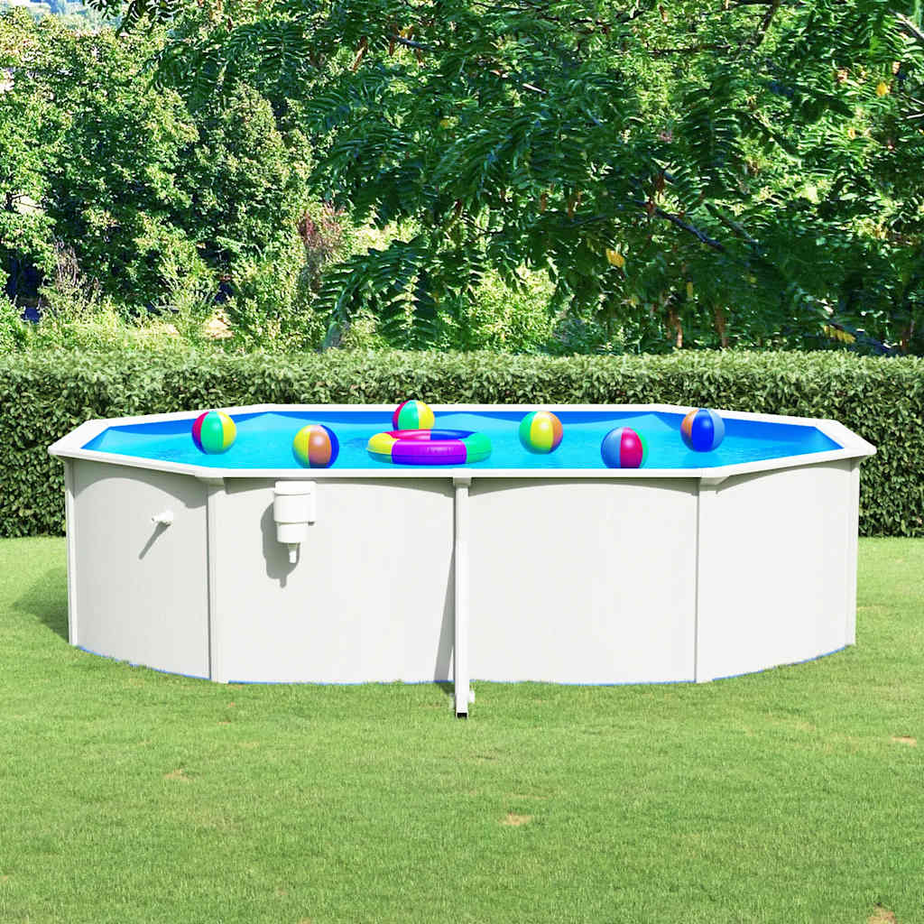 Ovaler Stahlwandpool 490x360x120 cm Weiß