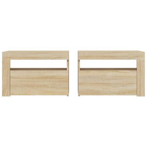 Nachttische 2 Stk. mit LEDs Sonoma-Eiche 60x35x40 cm