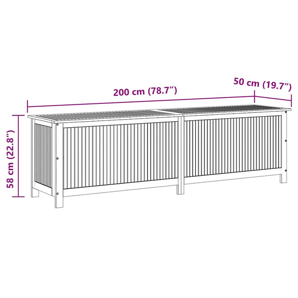 Garten-Aufbewahrungsbox 200x50x58 cm Massivholz Akazie