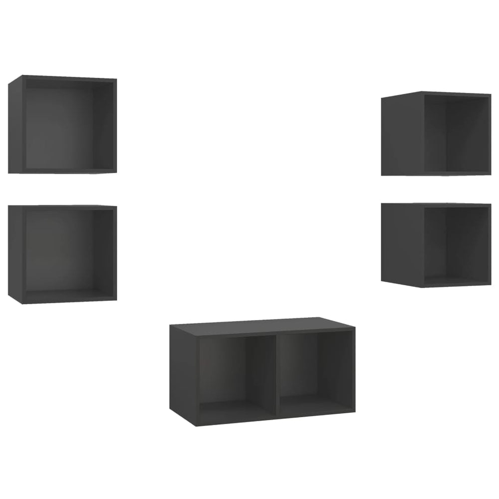 5-tlg. TV-Schrank-Set Grau Holzwerkstoff