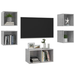 5-tlg. TV-Schrank-Set Betongrau Holzwerkstoff