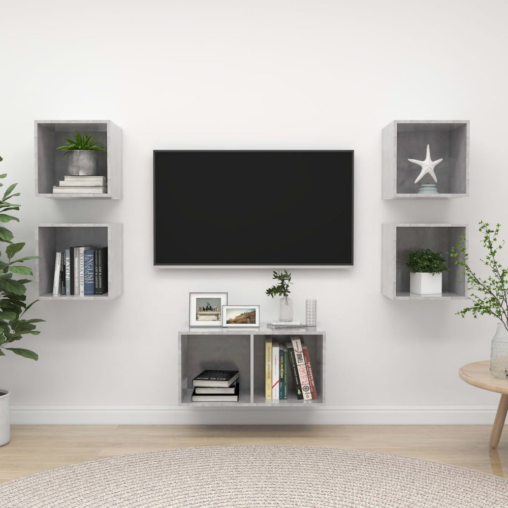 5-tlg. TV-Schrank-Set Betongrau Holzwerkstoff