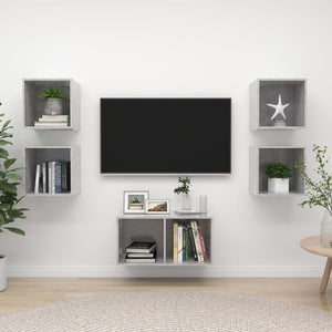 5-tlg. TV-Schrank-Set Betongrau Holzwerkstoff