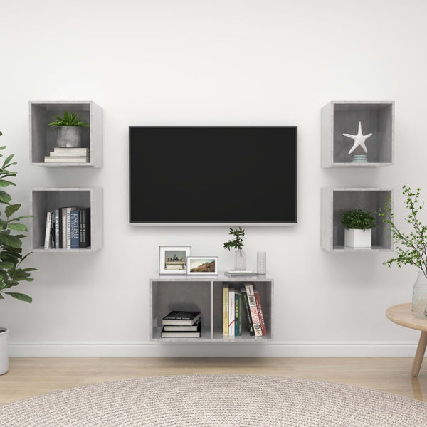 5-tlg. TV-Schrank-Set Betongrau Holzwerkstoff