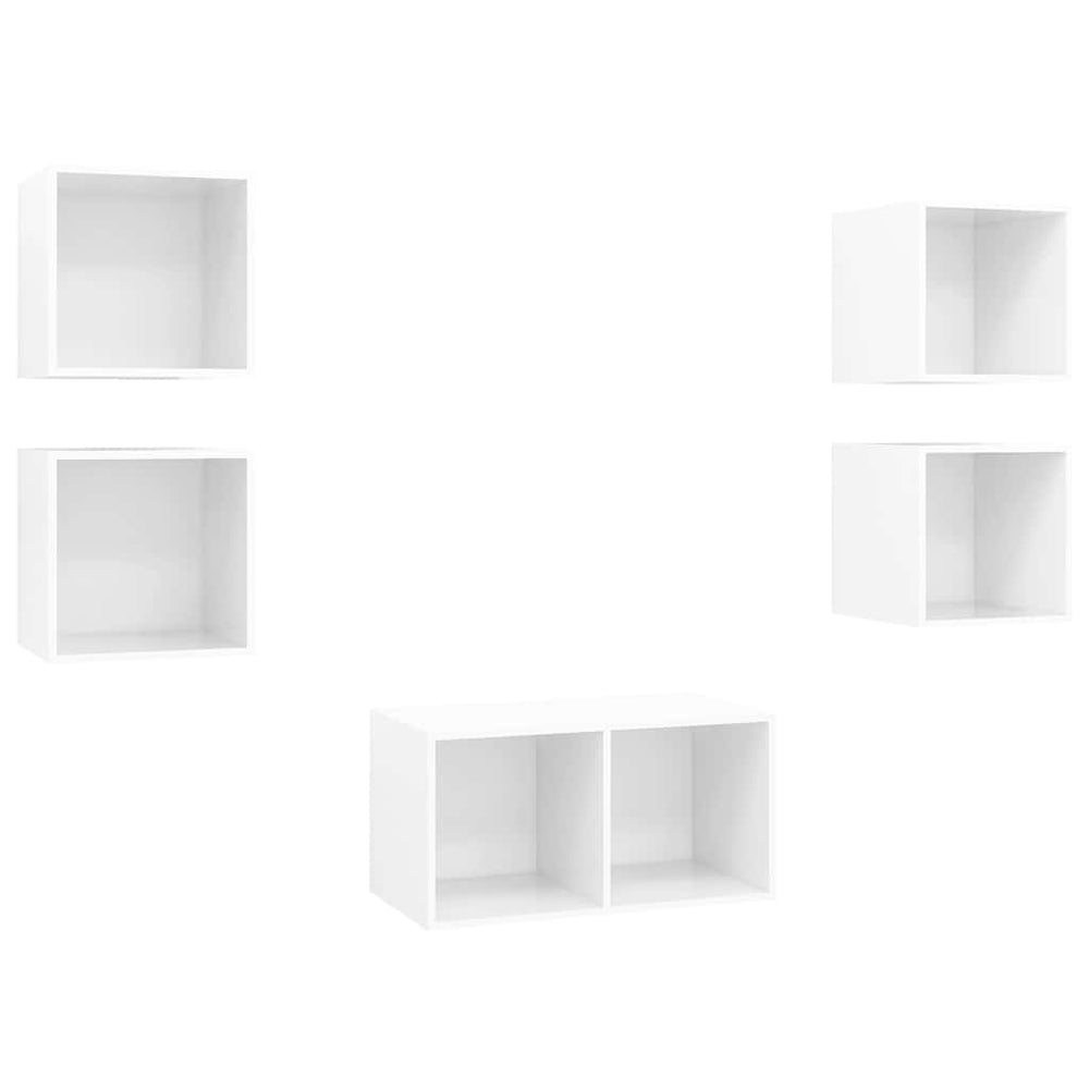 5-tlg. TV-Schrank-Set Hochglanz-Weiß Holzwerkstoff