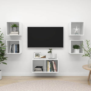 5-tlg. TV-Schrank-Set Hochglanz-Weiß Holzwerkstoff