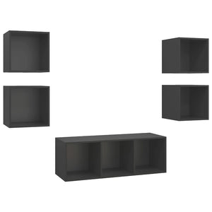 5-tlg. TV-Schrank-Set Grau Holzwerkstoff