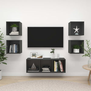 5-tlg. TV-Schrank-Set Grau Holzwerkstoff