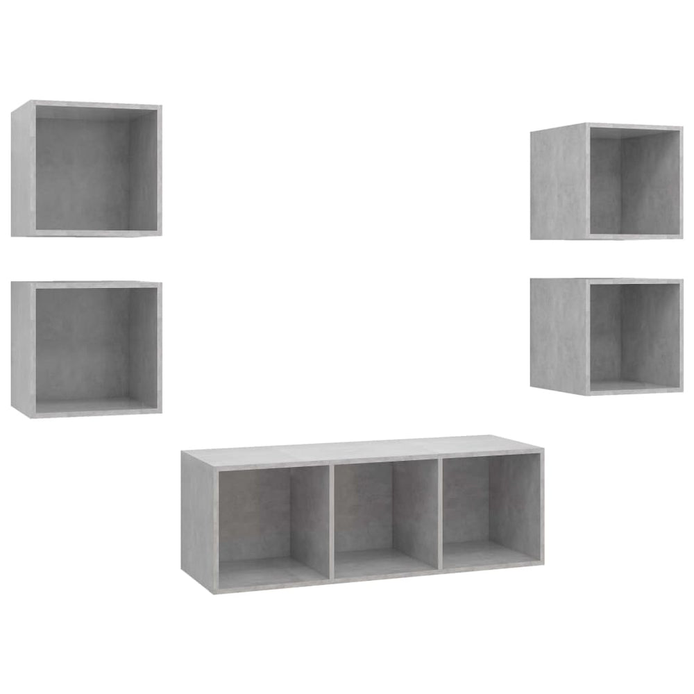 5-tlg. TV-Schrank-Set Betongrau Holzwerkstoff