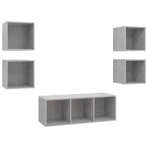 5-tlg. TV-Schrank-Set Betongrau Holzwerkstoff
