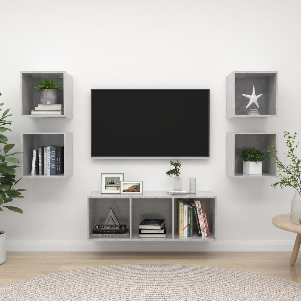 5-tlg. TV-Schrank-Set Betongrau Holzwerkstoff