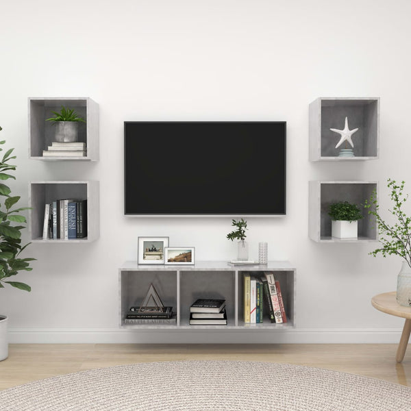 5-tlg. TV-Schrank-Set Betongrau Holzwerkstoff